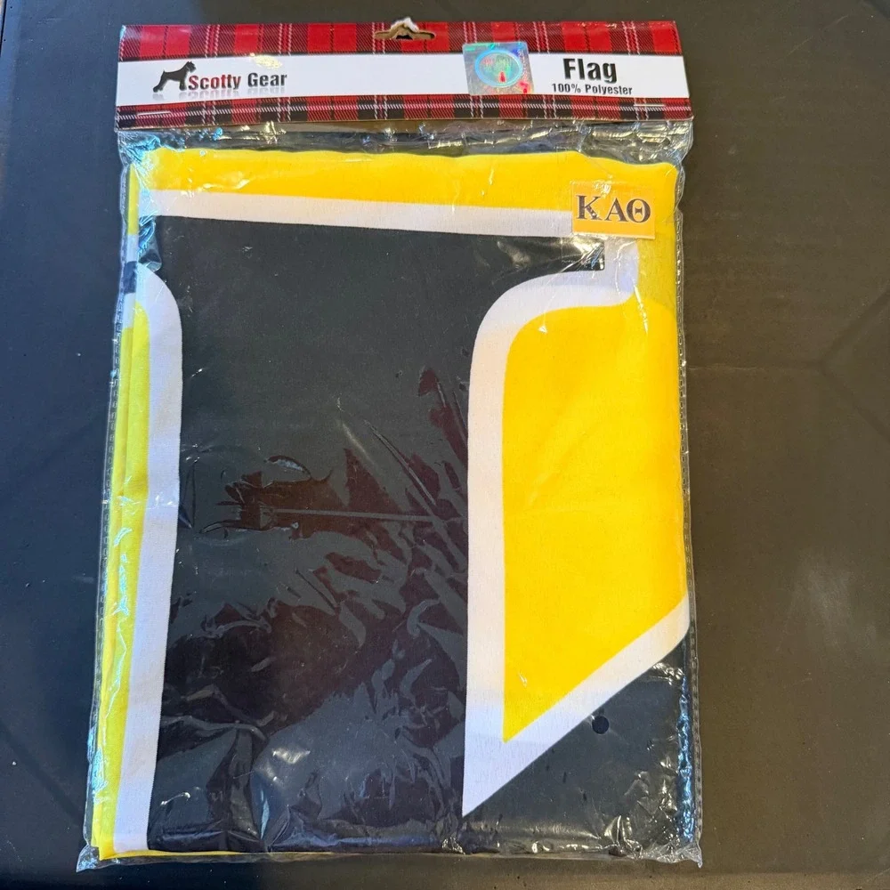 Kappa Alpha Theta Sorority Shop Flag Wall Banner Greek Gold Black White NIP
